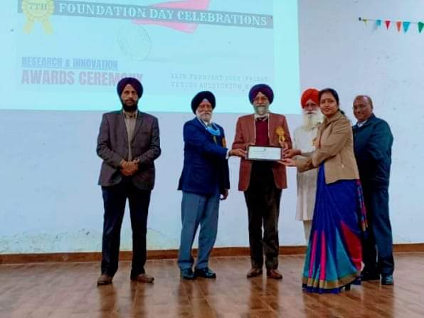 Er Sunita Kotwal, Assistant Professor (Civil) received MRSPTU Budding Innovator Award